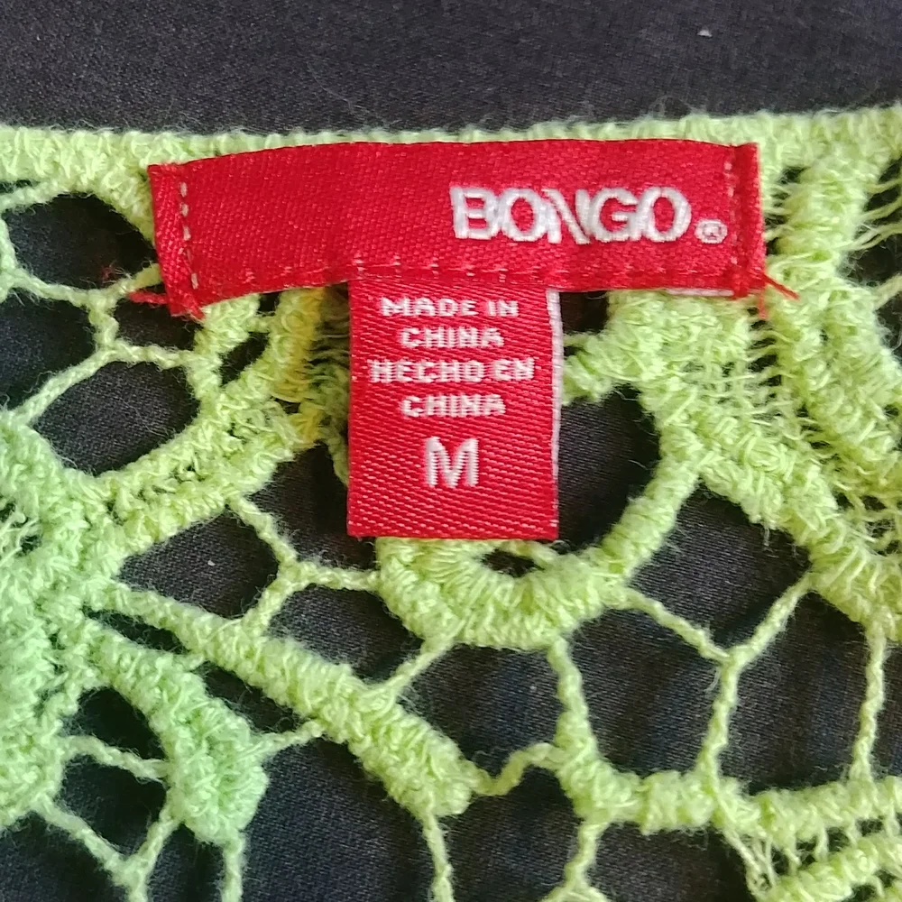 Bongo Women's Lime Green Crochet Crop Top Size M - Picture 5 of 8